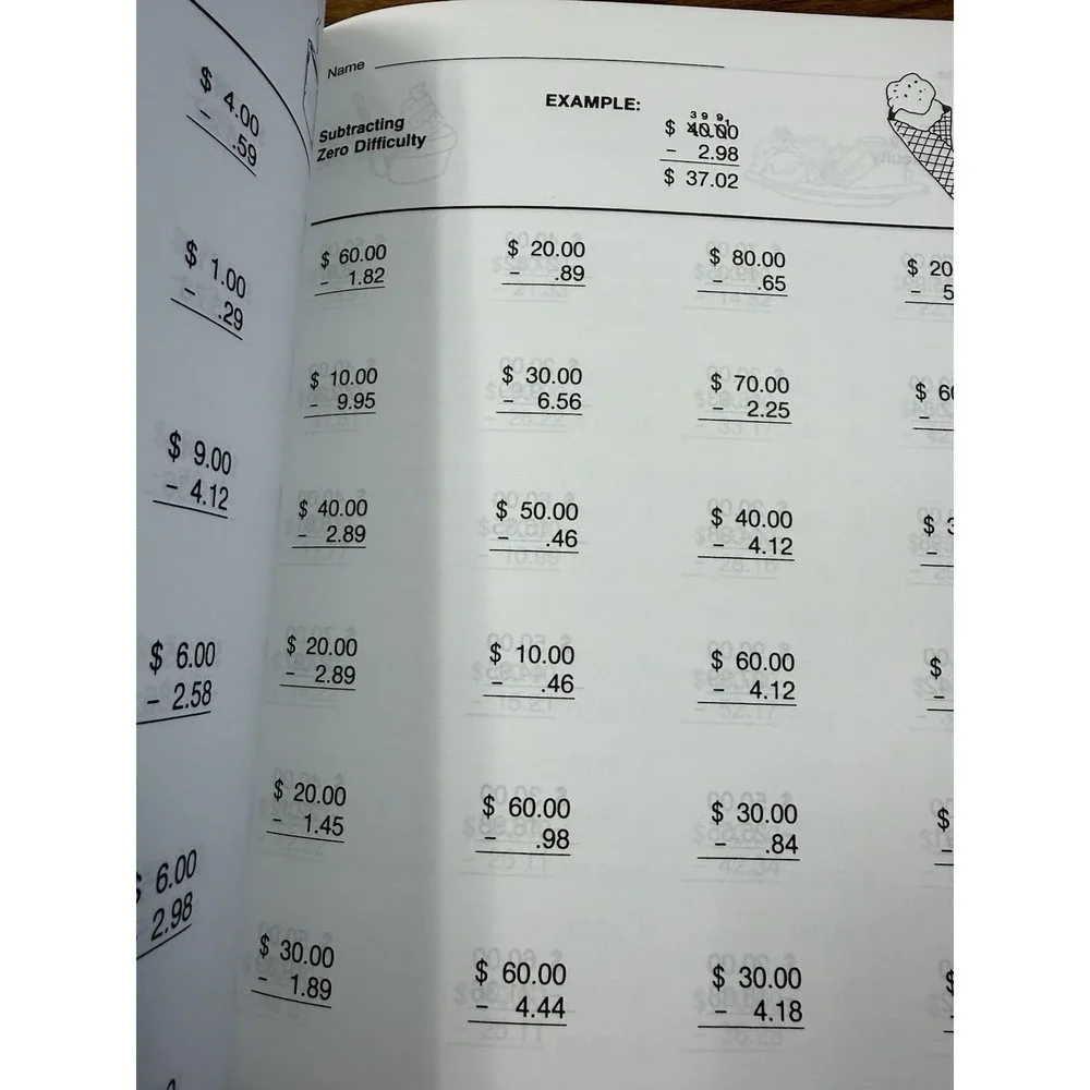 Menu‎ Math Old-Fashioned Ice Cream Parlor Grades 3-6 Workbook Remedia REM101A**
